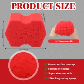 Swiffen Big Sponge 2.0 Soft Car Wash Sponge with Enhanced Grip Reaches Tight Spots Safe for All Paint Types Works with Rinseless Wash Car Soap (Red)