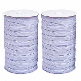 Magnoloran Elastic Band for Sewing, 1/4 Inch 160 Yards Elastic for Sewing White Elastic Elastic Straps Flat Elastic Cord Knit Elastic Ribbon Stretch Strap for Sewing and DIY Crafts-2 * 80Yards/Roll