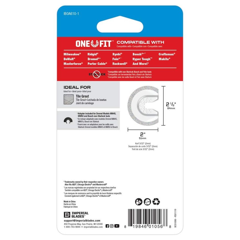 One Fit™ 2-1/2" Carbide Grit Segment Blade, 1PC