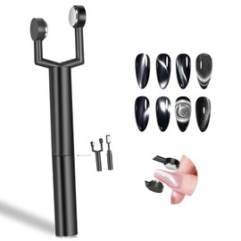3 In 1 Nail Magnet For Cat Eye Gel Polish - Detachable Y Shape Nail Magnet Pens, Double-Head Magnetic Nail Polish Strong Magnets Nail Design Tools for Nail Art for Home Diy, Black