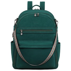 FADEON 15.6 inch Laptop Backpack Purse for Women Designer PU Leather Computer Backpacks Fashion for Work Travel Green