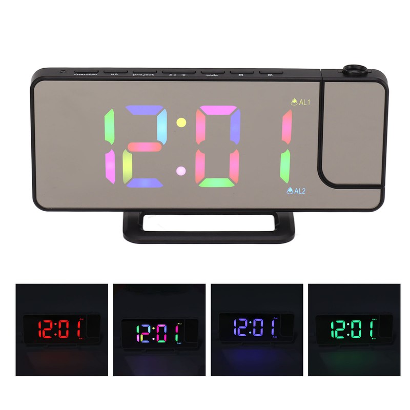 Digital Clock RGB LED Large Screen Mirror Projection Multifunctional Table