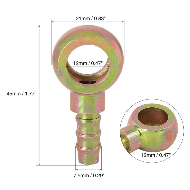 X AUTOHAUX 7.5mm ID Hose Barb 12mm Banjo Fitting Fuel