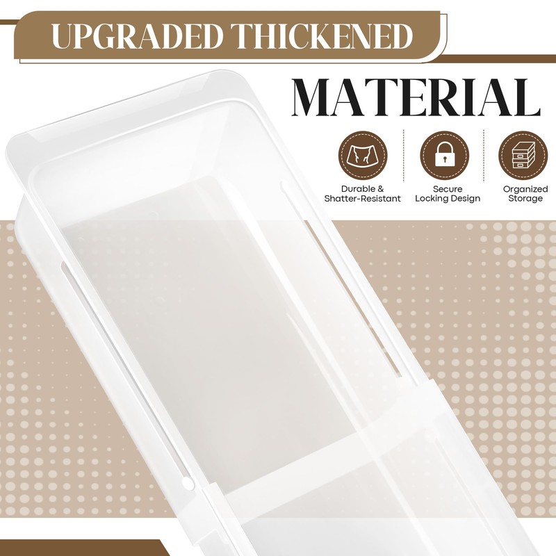 Gulfmew 1 Pack Deep Drawer Organizer Bins, Adjustable Sliding Drawer