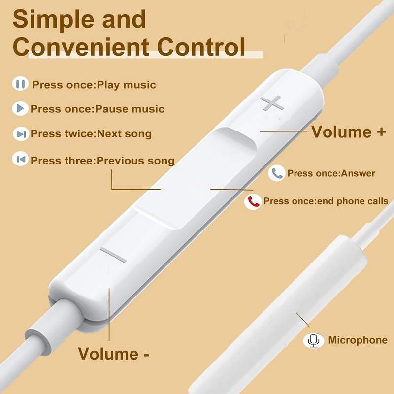 2 Pack of USB C Headphones for iPhone 16/16 Pro/16