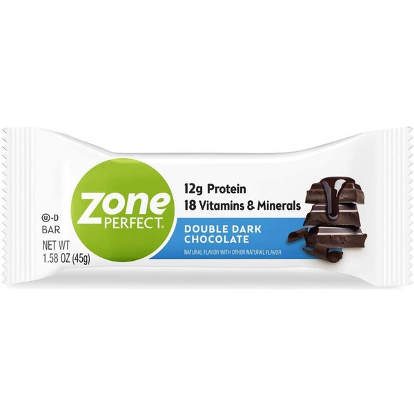 ZonePerfect Protein Bars, Double Dark Chocolate, 12g of Protein, Nutrition Bars With Vitamins & Minerals, Great Taste Guaranteed, 20 Bars