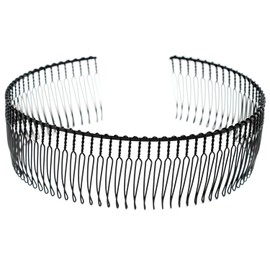 Hero Headband with Comb Black 35mm Wide Japanese Metal A50