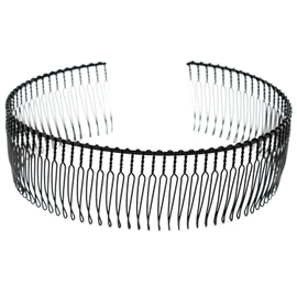 Hero Headband with Comb Black 35mm Wide Japanese Metal A50