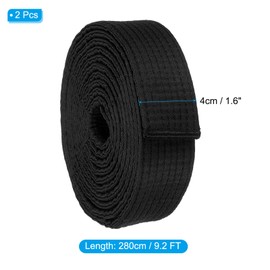 PATIKIL Taekwondo Colored Ranking Belts, 2 Pack 1.6" x9.2FT Polyester Martial Arts Colored Ranking Belt for Coach Teaching Practice, Black