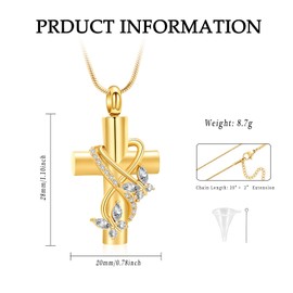 VCCWYQK Urn Necklaces for Ashes for Women Butterfly Cremation Jewellery for Ashes, Cross with Crystal Butterfly Memorial Ash Pendant Keepsake Jewellery Gifts for Loved Ones, Stainless Steel