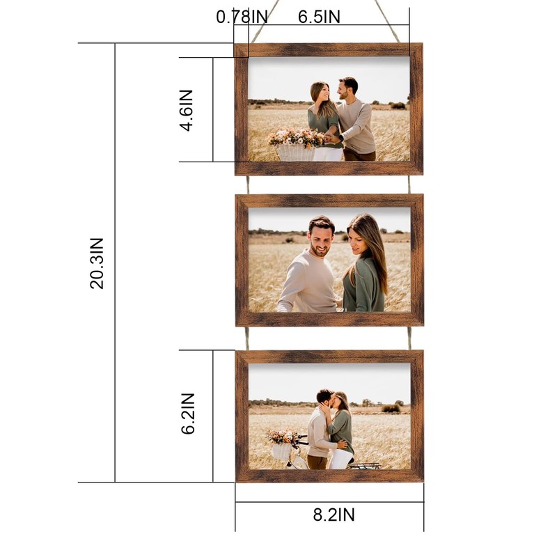 Rexllon 5x7 Wall Hanging Picture Frames Collage with 3 Opening