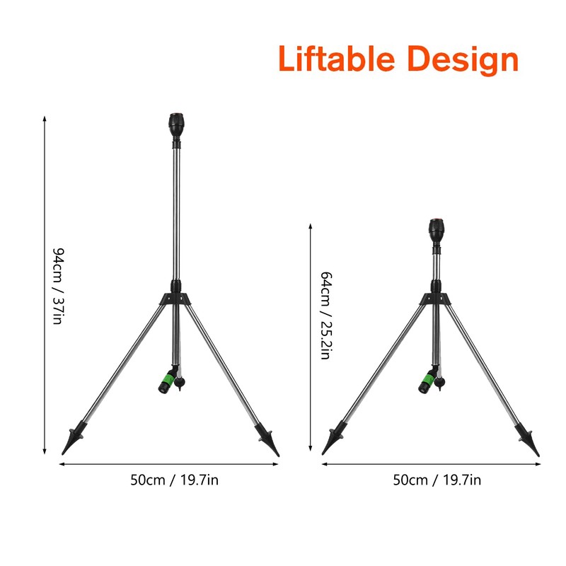 Sprinkler Tripod 360 Degree Rotating Automatic Irrigation Head Liftable Spraying