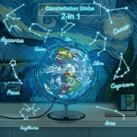 Illuminated World Globe For Kids, Desk Globe Night Light with Stand