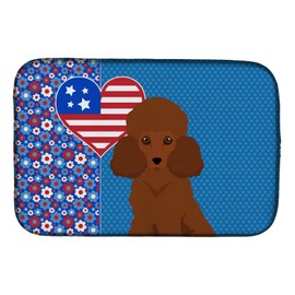 Caroline's Treasures WDK5272DDM Toy Red Poodle USA American Dish Drying Mat Absorbent Dish Drying Mat Pad for Kitchen Counter Dish Drainer Mat for Countertop, 14 x 21", Multicolor