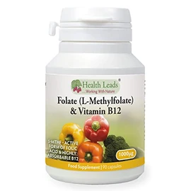 Folate 500mcg & Vitamin B12 500mcg x 90 caps (No Magnesium Stearate)