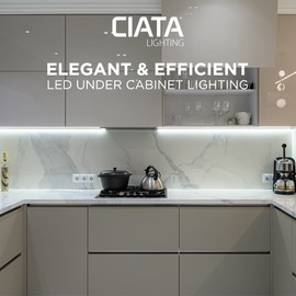 Ciata 12 in. LED Under Cabinet Lighting, Kitchen Cabinet Lighting, Hardwire/Plugin (Plugin Wire Sold Separately), Dimmable Under Counter Lights, 3 Color Settings, Linkable Under-Counter Light Fixture