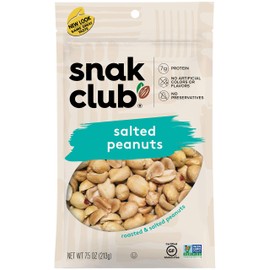 Snak Club Salted Peanuts, 7.5 Ounce (Pack of 6)