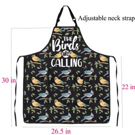 ENSIANTH Bird Apron with Pockets for Women Bird Gifts for Bird Lovers The Birds Are Calling Kitchen Cooking Chef BBQ Apron (2519 Bird Calling A)