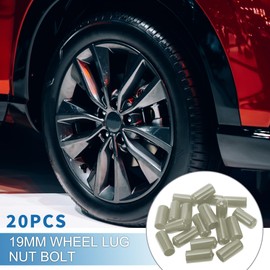 A ABSOPRO Wheel Lug Nut Bolt 19mm Rims Tire Nut Screws Dust Cap Cover Nut Protection PVC Gray 20 Pcs