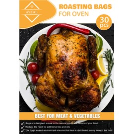 Roasting Bags for Oven with Ties 30pcs (38 x 25cm) Oven Bags for Roasting Chicken, Fish, Meat Vegetables, Turkey Roasting bags for Oven & Microware