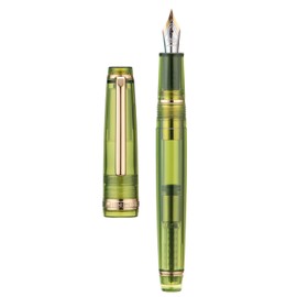 Jinhao 82 Acrylic Fountain Pen, Iridium Extra Fine Nib with Ink Converter, Transparent Olive Green Classic Design Smooth Writing Pen (Gold Trim)