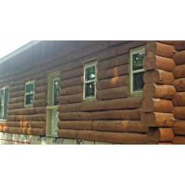Classic Log Homes, Inc. Full Log Cabin Home Logs - 10" x 13" Double Round, Hand-Peeled, White Pine
