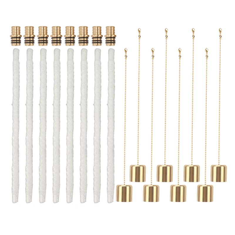 8Pack Wine Bottle Torch Kit Long Life Torch Wicks Brass
