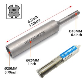 RANSENERS SDS-Plus Groud Rod Driver, 170 * Ø20mm (6.7*Ø0.79inch), for use with Rotary Hammer Made of Hardened steel
