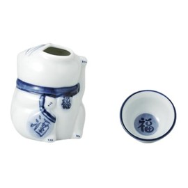 Ale-net Sake Set Tokkuri Ochoko Set Maneki Tokkuri & Cup (2 Pieces) Set Pottery Mino Ware Cold Sake Cooker Hot Sake Sake Bottle Made in Japan