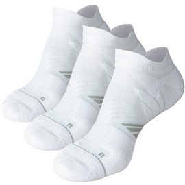 Hylaea No Show Running Athletic Anti-Blister Wicking Coolmax Socks, Seamless Anti-odor (Medium, 3 Pairs White Style 2)