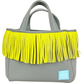 Empret Veil 2025 Neoprene Hawaiian Fringe Bag, Width 9.8 x Height 7.9 x Depth 3.5 inches (25 x 20 x 9 cm), Gray with Removable Shoulder Strap, 2-Way, Soft and Lightweight Material, Perfect for Outings