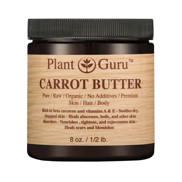Carrot Butter 8 oz. 100% Pure Raw Fresh Natural Cold Pressed. Skin Body and Hair Moisturizer, DIY Creams, Balms, Lotions, Soaps.