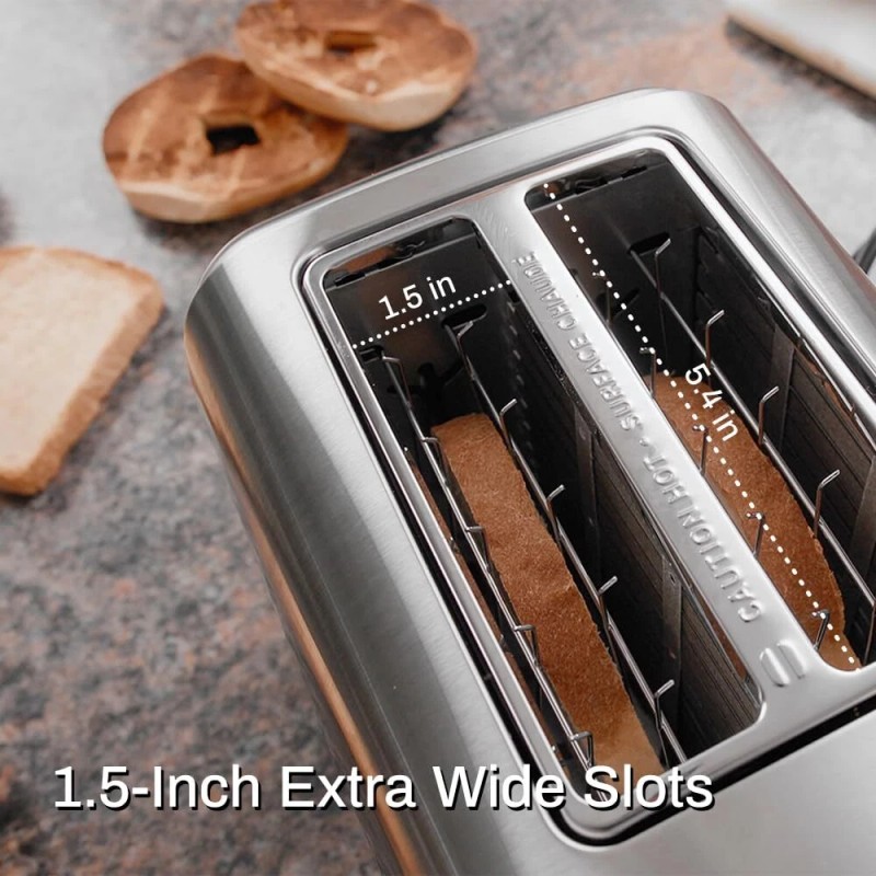 RAMJOY Sleek 2-Slice Toaster with Wide Slots and Seven Shade