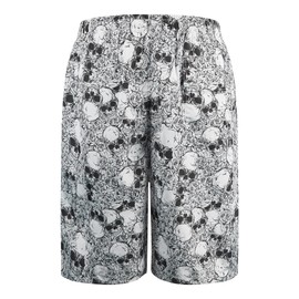 Mens Swim Trunks with Compression Liner, Skeleton Flower White Rose Skull Mens Bathing Suit Mens Swimming Trunks with Zipper Pockets 9 inch inseam Mens Board Shorts Swimwear Quick Dry Swimsuits, XL