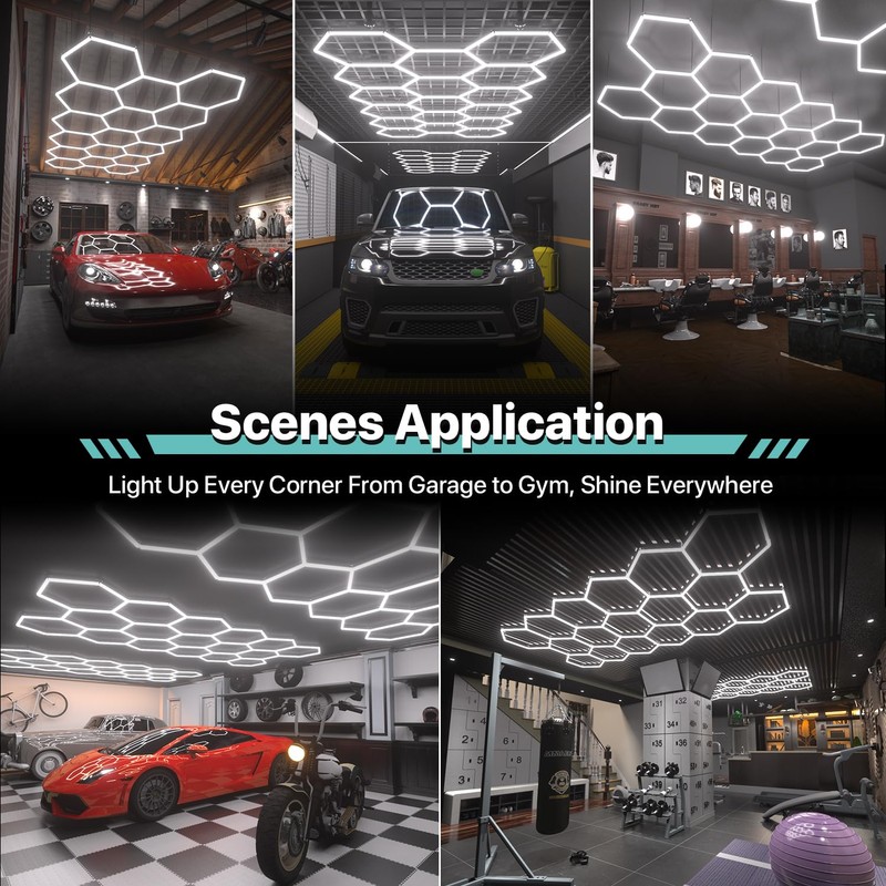 Litezone Hexagon Garage Lights V Connectors 2 Pack, Exclusively Compatible