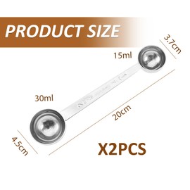 2 Pieces Double-Head Measuring Spoon, Stainless Steel Measuring Spoon, with Scale Measuring Spoon, Protein Powder Dispenser, Coffee Powder Spoon, Roasting Accessories.