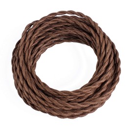 25ft Fabric Cloth Covered Lamp Twisted Wire,PRUNLLA Vintage 18/2 Industrial Electrical Cord,18-Gauge Antique Style for Retro Lamp,DIY Projects(Brown)