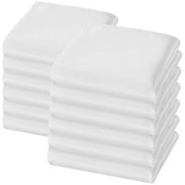 URAQT Men's Pocket Square Pack of 12 White Fabric Handkerchiefs, Small Handkerchiefs, Cavalier Handkerchiefs, Size 22 x 22 cm (W)