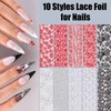 Lace Nail Foil Transfer Sheets, 10 Rolls Black White Red