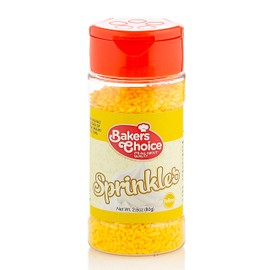 Yellow Sprinkles Colored Jimmies – Dessert Topping For Cooking, Baking and Decorating Ice Cream, Cupcakes and Sundaes – Dairy, Kosher - 2.8 oz. - Baker’s Choice
