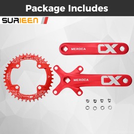 SURIEEN 170mm 40T Mountain Bike Crankset, Square Single Speed Crankset Crank arm set for Mountain Bike with 104 BCD 40T Chainring