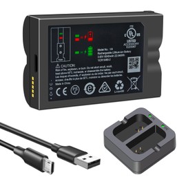 1-Pack 6040mAh V4 with Dual-Charger Station for Ring Battery, Compatible with Ring-Doorbell-Camera 2/3/4/3plus, Stick Up Camera (2nd and 3rd Gen), Upgrade Battery for Spotlight Cam and Peephole Cam