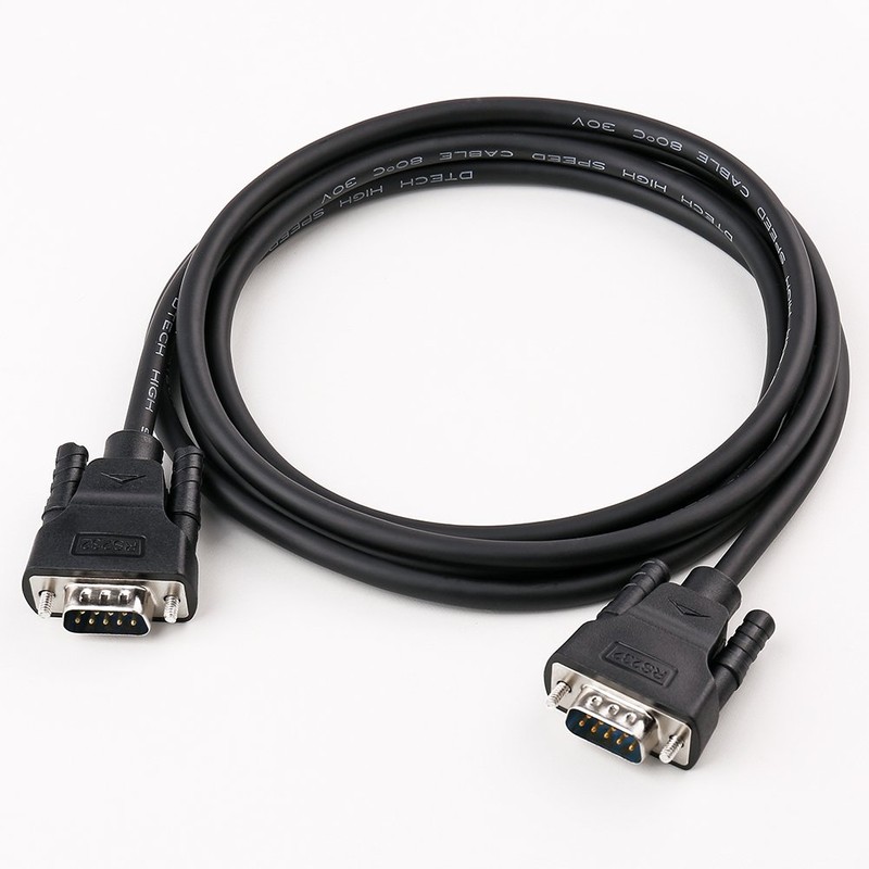 DTECH RS232C Serial Cable, 2m Straight Cable Male to Male