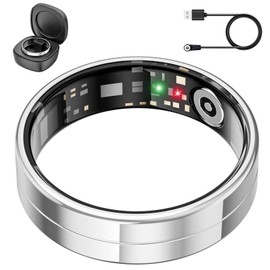 2025 Ultra Thin Smart Ring, Monitors 24/7 Heart Rate, SpO2, Sleep, Body Temperature, etc. Rings for Men and Women, No Subscription Costs, Android iOS (Silver Size 8)