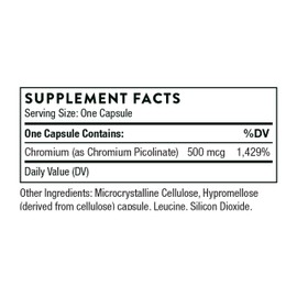 THORNE Chromium Picolinate - Essential Mineral Supplement for Healthy Metabolism Support* - Supports Carbohydrate Cravings* - Dairy, Soy & Gluten-Free - 60 Capsules