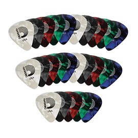 D'Addario Accessories | Paquete de Plumillas para Guitarra | 25 pack | Pearl | Celluloid | Medium | .7mm | 1CAP4-25
