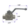 Hydraulic High Pressure Shut-Off Ball Valve 3 Way 1/4 Inch