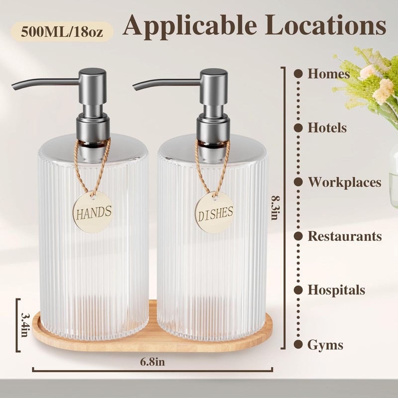 18Oz Soap Dispenser Set with Silver Stainless Steel Pump &