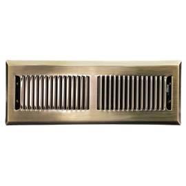 4" X 12" Victorian Floor Register Grille with Dampers - Contempo Decorative Grate - HVAC Vent Duct Cover - Antique Brass
