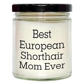 European Shorthair Cat Mom's Gift - 9oz Vanilla Soy Candle for Father's Day, Unique Present from Friends or Family